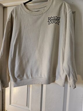Nickelodeon Brand Women's Rugrats Logo Crewneck Sweatshirt in Off-White
